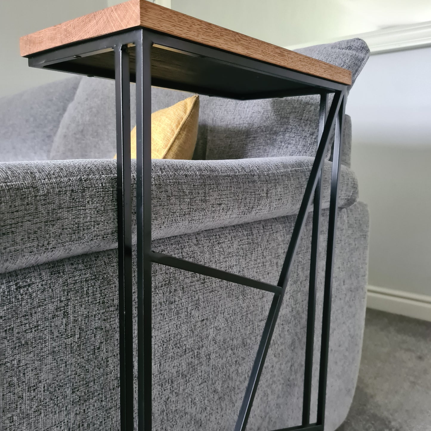 Geometric Art Deco Sofa Side Table | Modern Living Room Furniture | Custom Size Settee Drink Holder | For New Home Decor | Gifts For Him her