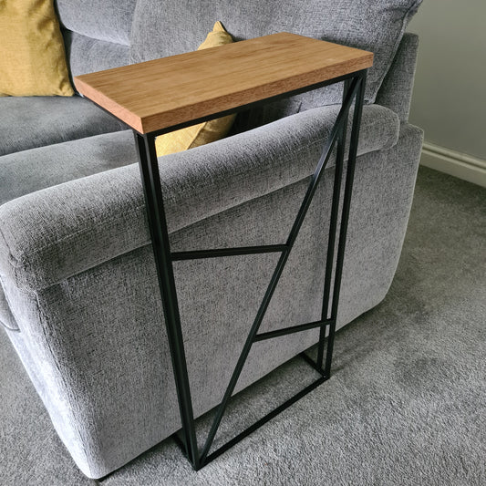 Geometric Art Deco Sofa Side Table | Modern Living Room Furniture | Custom Size Settee Drink Holder | For New Home Decor | Gifts For Him her