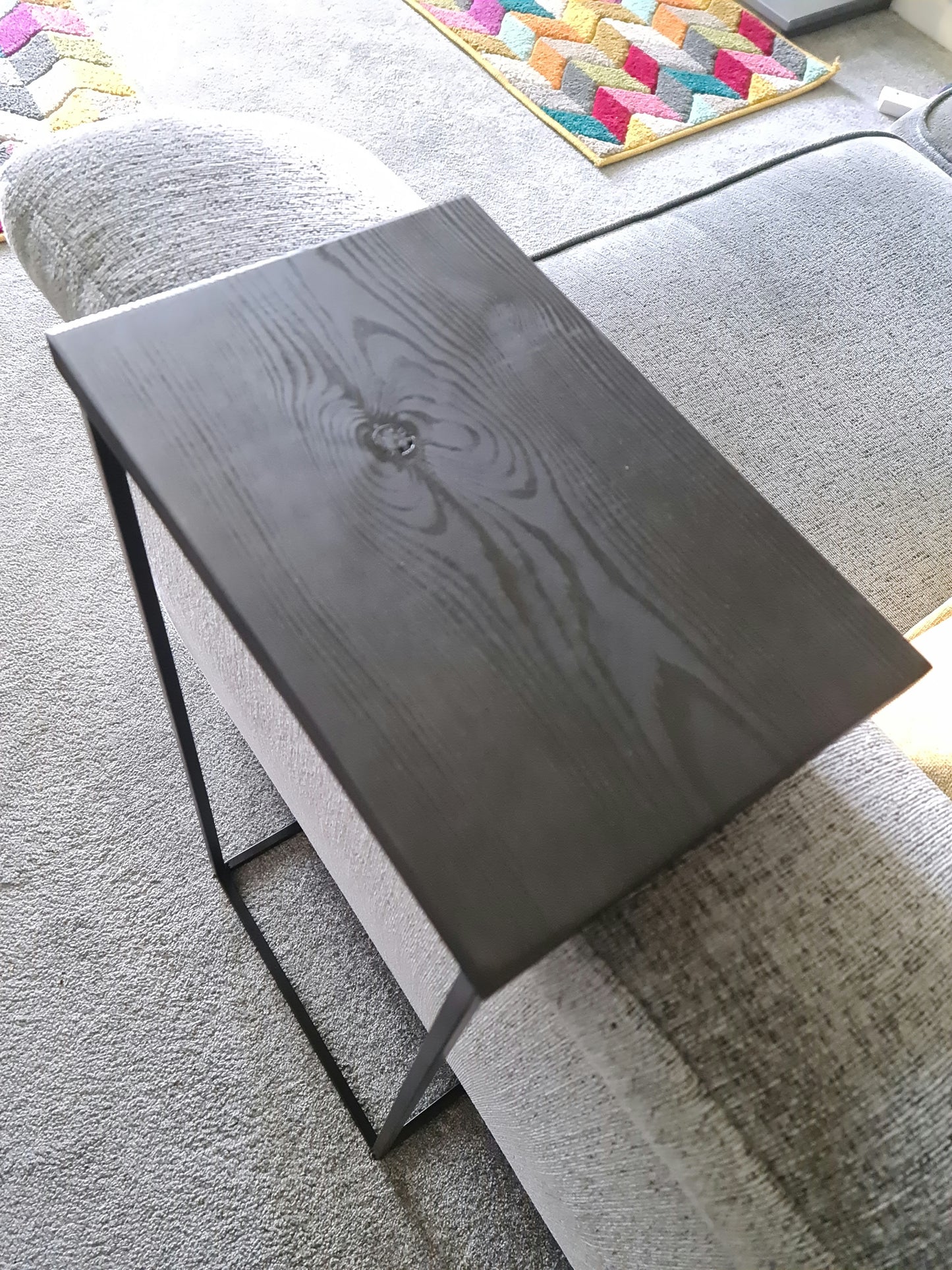 Black Sofa Side Table | Minimalist Living Room Settee Furniture | Bespoke Arm Chair Drink Holder | For New Home Interior Design Ideas