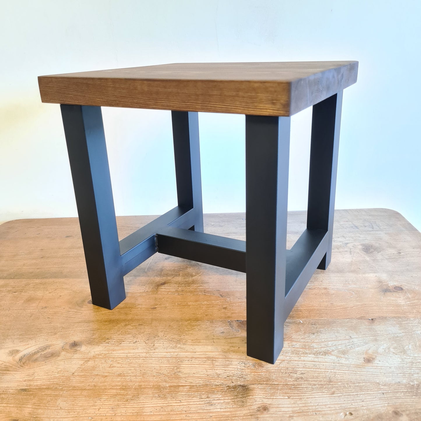Large Coffee Side Table | Industrial Heavy Duty House Furniture | Bespoke Oak and Steel Table Side Board | For Home Decor Interior Designer