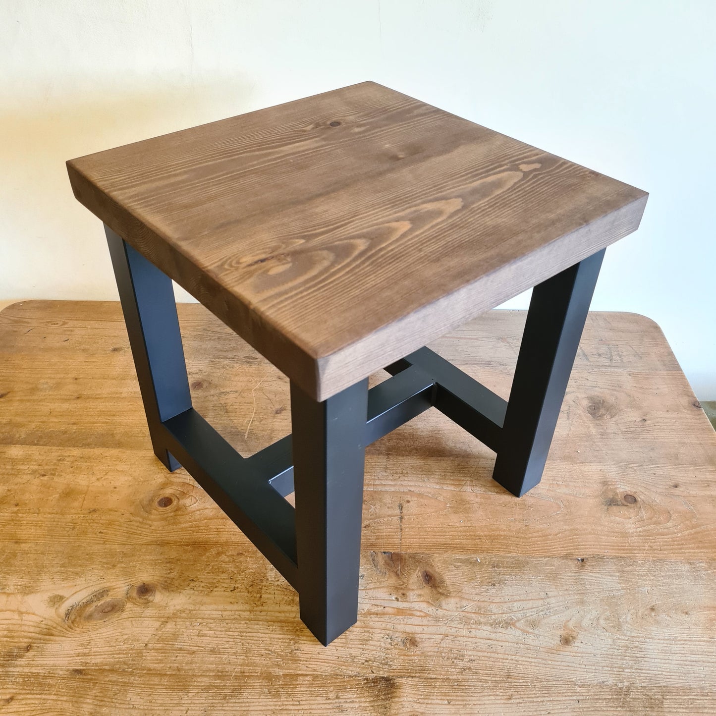 Large Coffee Side Table | Industrial Heavy Duty House Furniture | Bespoke Oak and Steel Table Side Board | For Home Decor Interior Designer