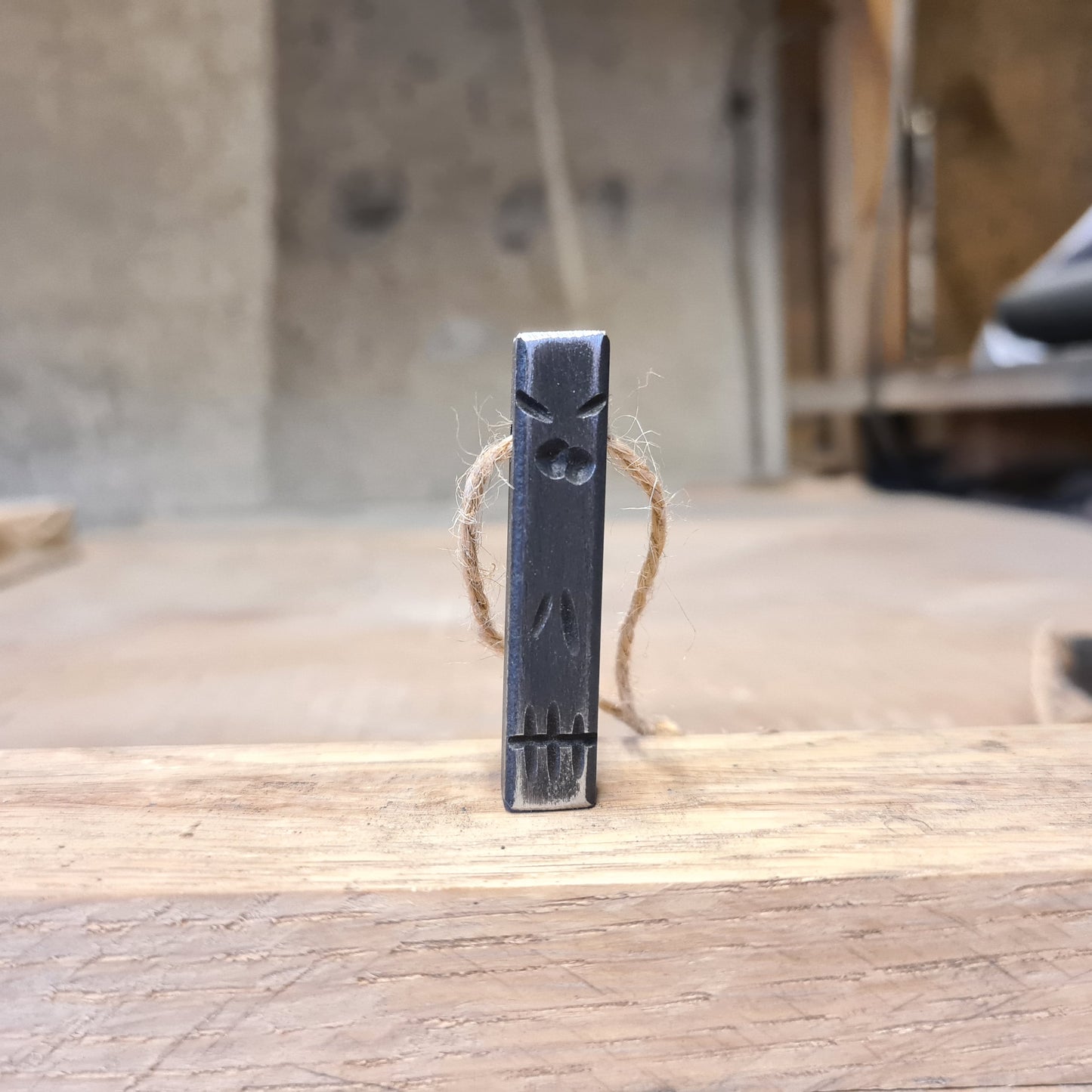 Solid Steel Keyring | Handmade Blacksmith Key Decor | Angry Face Metal Key Ring | Gifts for New Home Him and Her