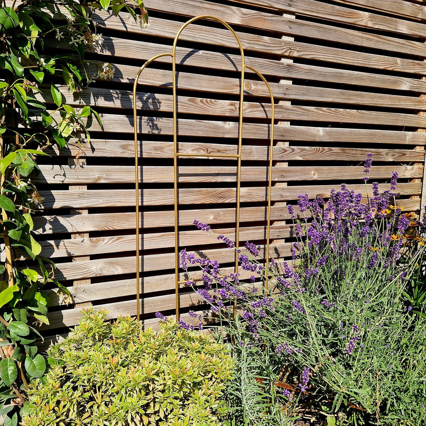 Art Deco Gold Plant Stake Trellis | Decorative Garden Ornaments | Handmade Garden Flower Stakes | For New Home Garden Landscape Designer