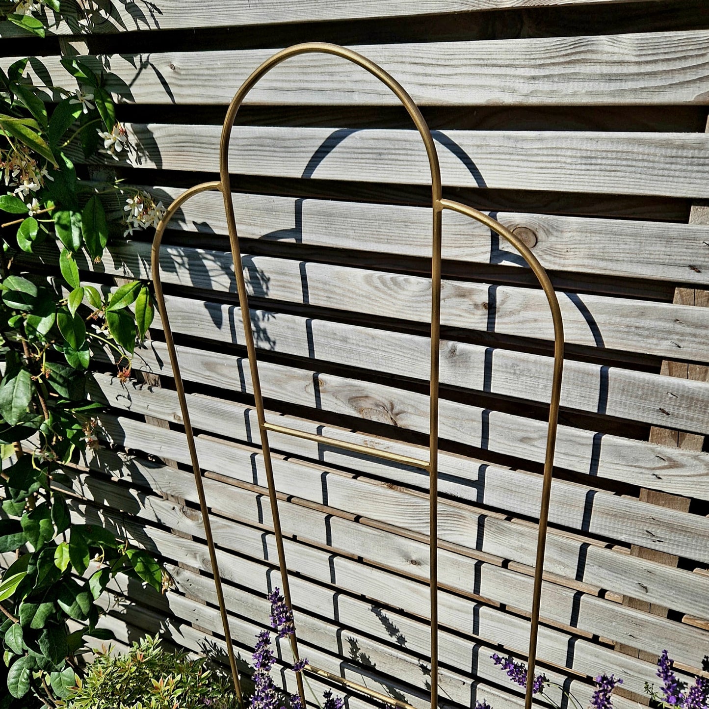 Art Deco Gold Plant Stake Trellis | Decorative Garden Ornaments | Handmade Garden Flower Stakes | For New Home Garden Landscape Designer