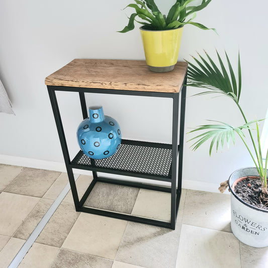 Oak and Metal Side Table | Industrial Style Living Room Hallway Furniture | Bespoke Size Side Board | For Home Interior Designer House