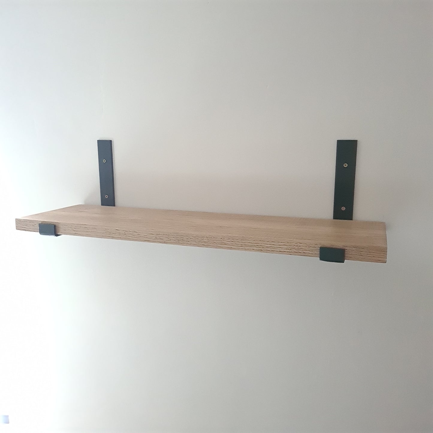 Oak and Steel Shelf and Brackets | Industrial Style Home House Furniture | Bespoke Wooden Shelves | For Home Decor Interior Design