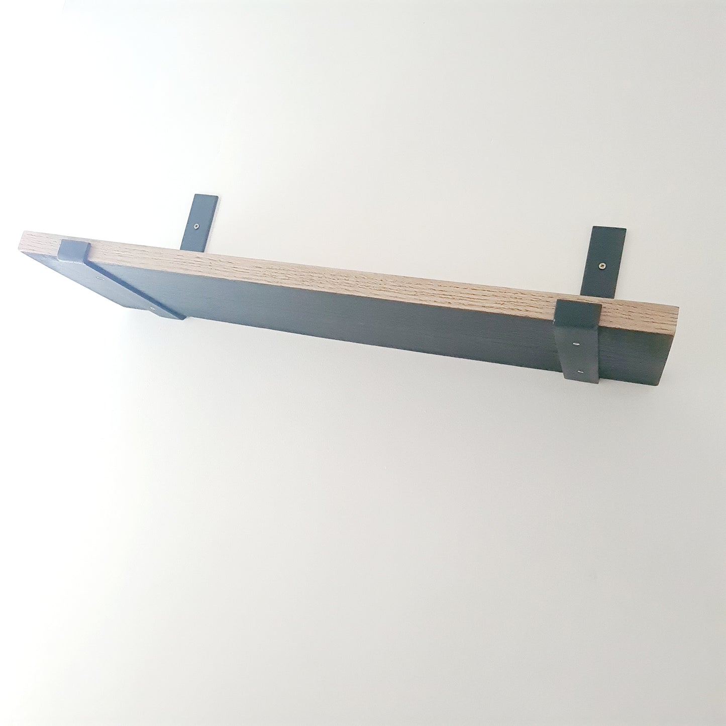 Oak and Steel Shelf and Brackets | Industrial Style Home House Furniture | Bespoke Wooden Shelves | For Home Decor Interior Design