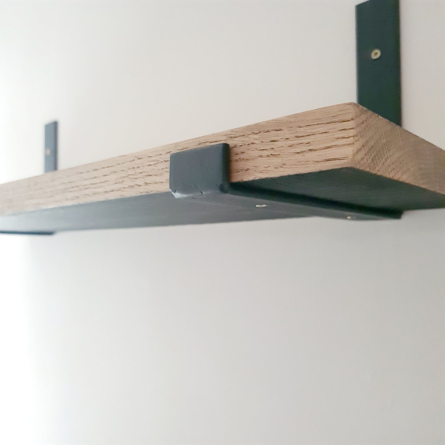 Oak and Steel Shelf and Brackets | Industrial Style Home House Furniture | Bespoke Wooden Shelves | For Home Decor Interior Design