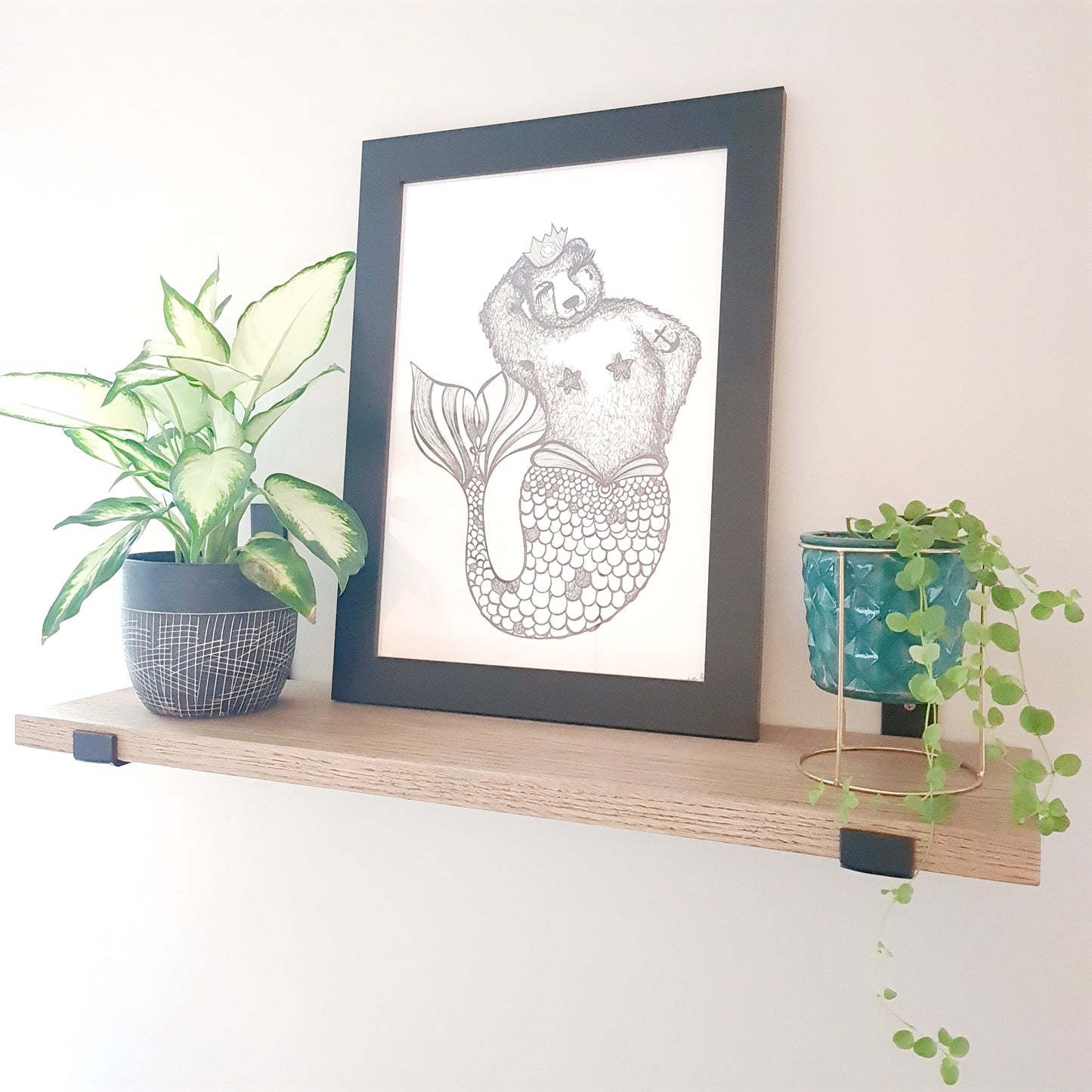 Oak and Steel Shelf and Brackets | Industrial Style Home House Furniture | Bespoke Wooden Shelves | For Home Decor Interior Design