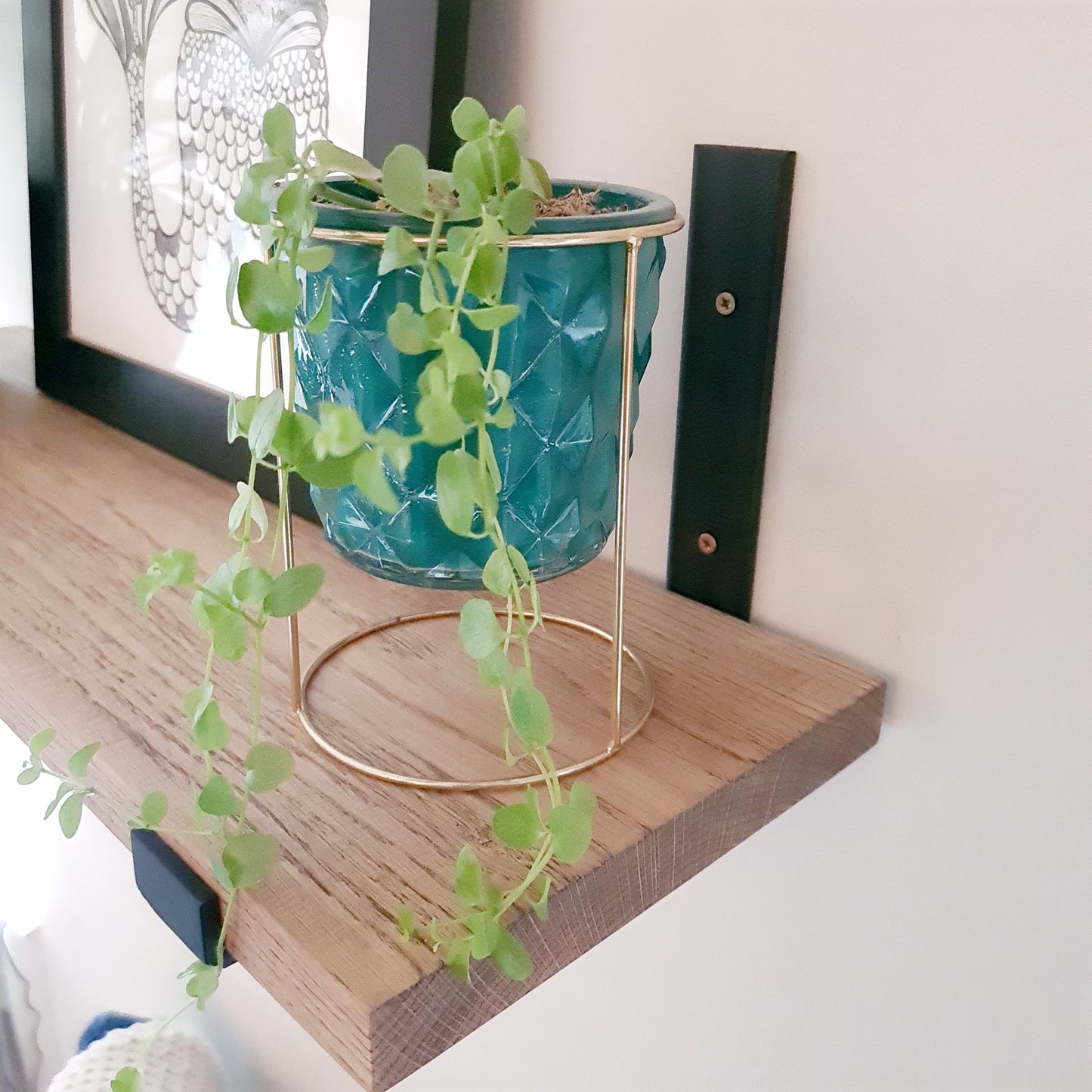 Oak and Steel Shelf and Brackets | Industrial Style Home House Furniture | Bespoke Wooden Shelves | For Home Decor Interior Design