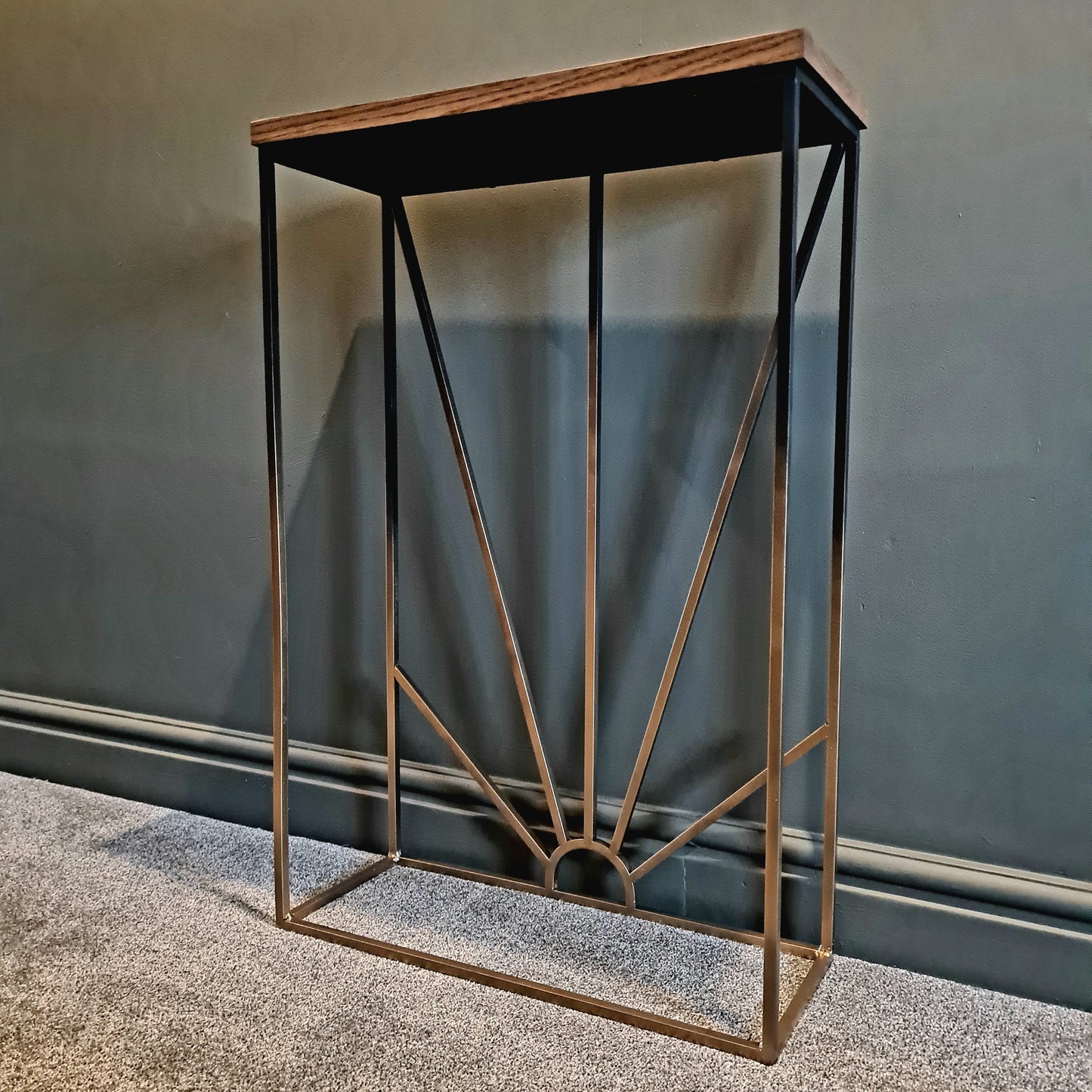 Oak and Metal Black and Gold Side Table | Bespoke Hallway Console Table | For Home Decor Interior Design