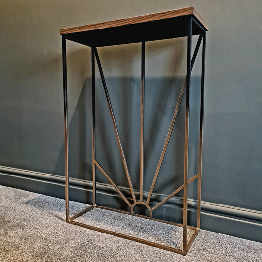 Oak and Metal Black and Gold Side Table | Bespoke Hallway Console Table | For Home Decor Interior Design