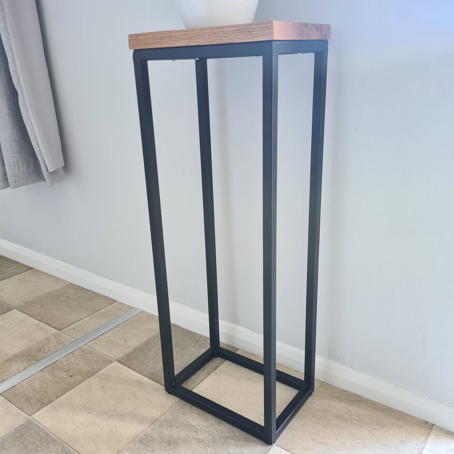 Oak and Steel Log Holder | Industrial Living Room Furniture | Bespoke Log Fire Storage | For New Home Stove Interior Design