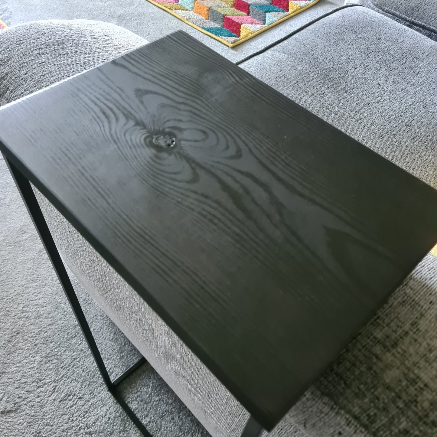 Black Sofa Side Table | Minimalist Living Room Settee Furniture | Bespoke Arm Chair Drink Holder | For New Home Interior Design Ideas