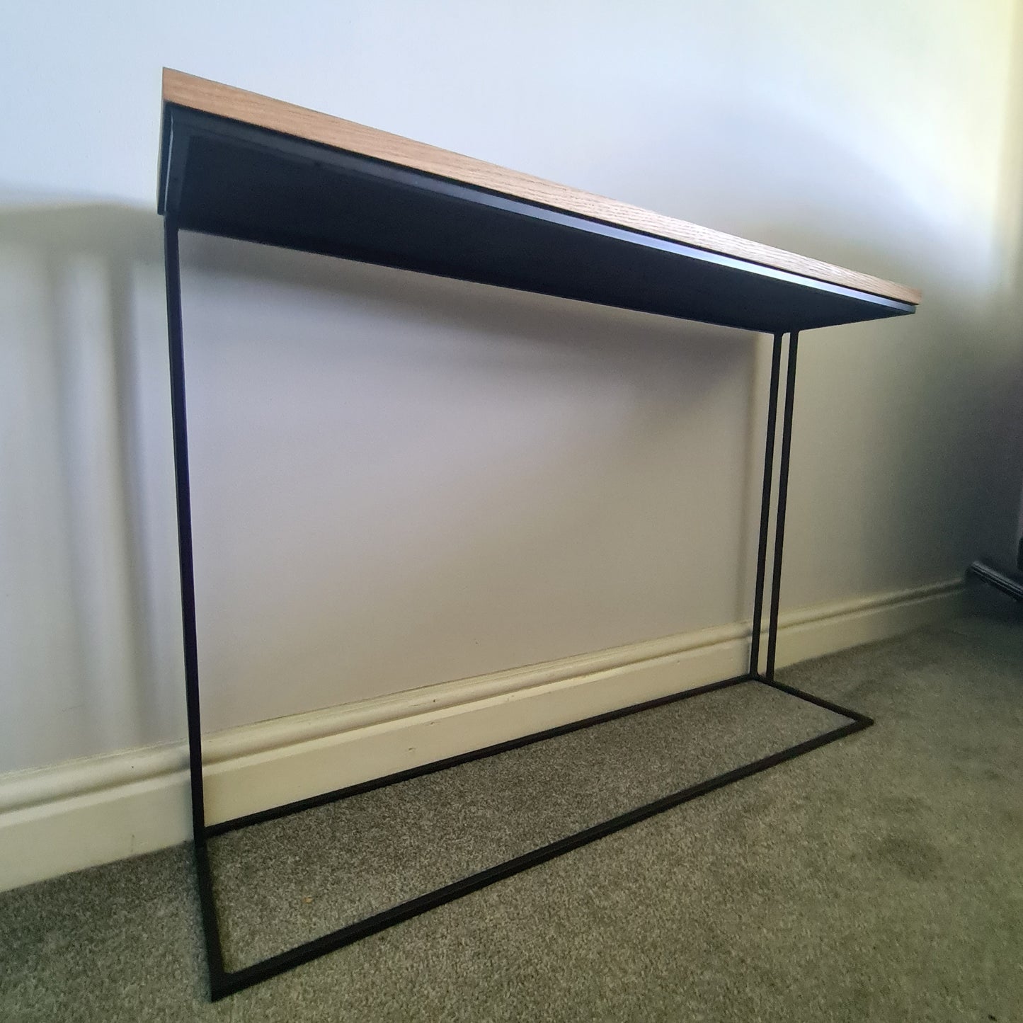 Oak And Steel Side Table Radiator Cover | Metal Hallway Furniture | Bespoke Side Board | For Home Decor Interior Designer | Gifts for Him