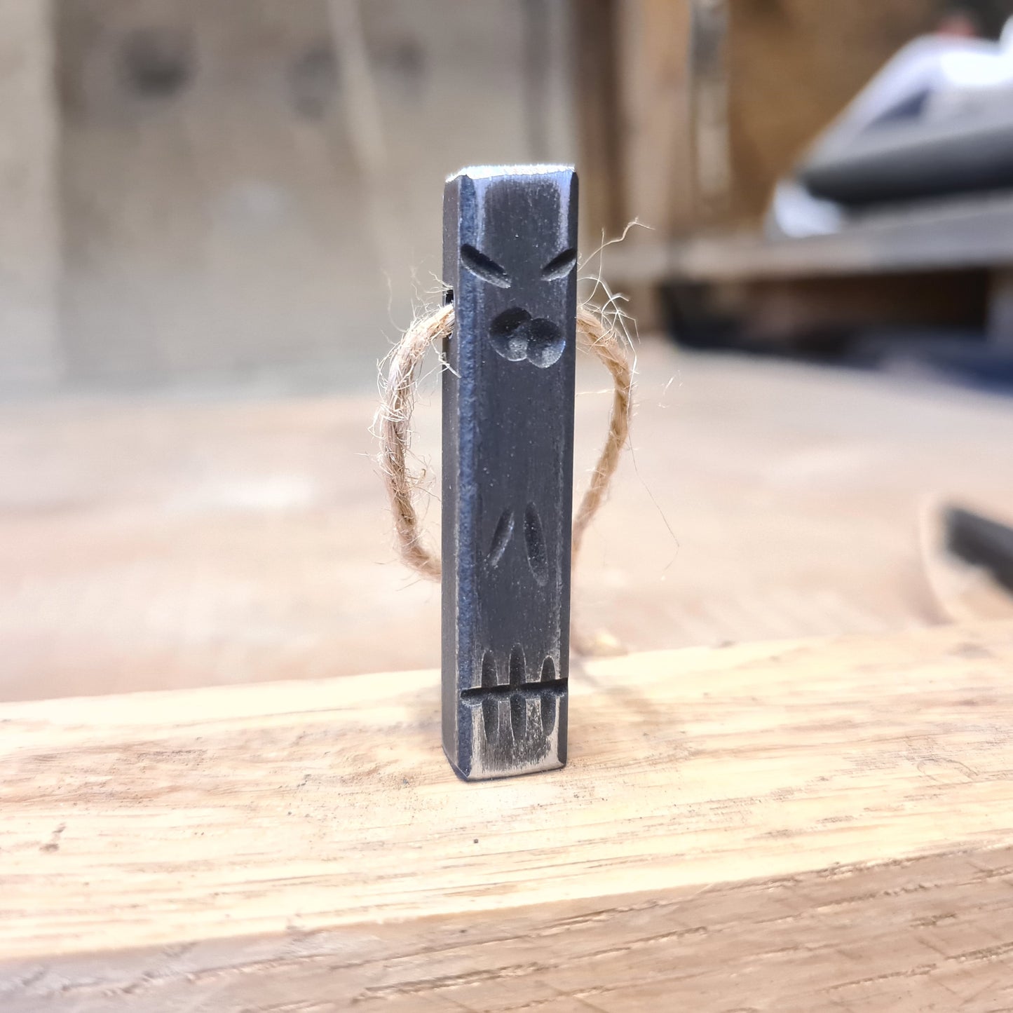 Solid Steel Keyring | Handmade Blacksmith Key Decor | Angry Face Metal Key Ring | Gifts for New Home Him and Her
