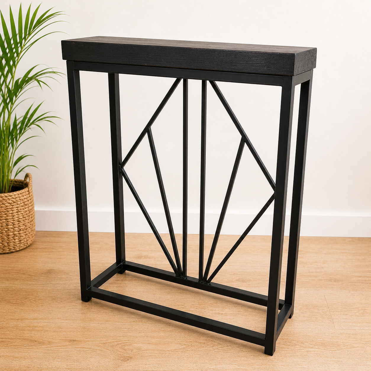 Black Art Deco Side Table – Handmade Industrial Statement Table
