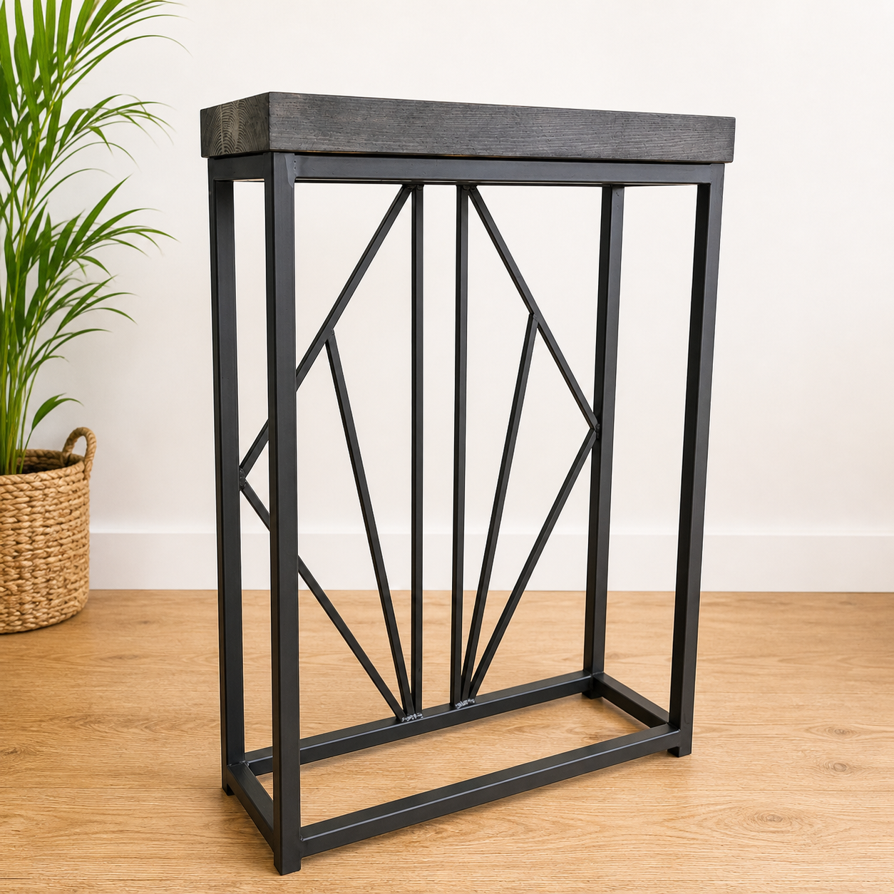 Black Art Deco Side Table – Handmade Industrial Statement Table