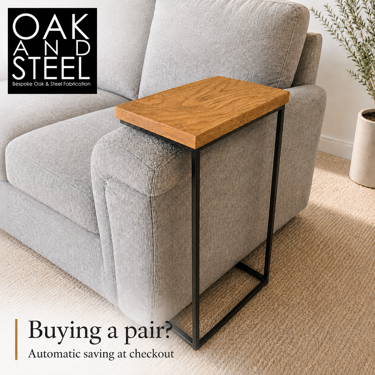 Industrial Over Arm Sofa Table – Made to Fit Your Sofa