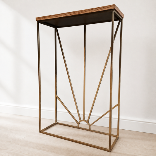 Black & Gold Console Table – Handmade Oak & Steel Hallway Table