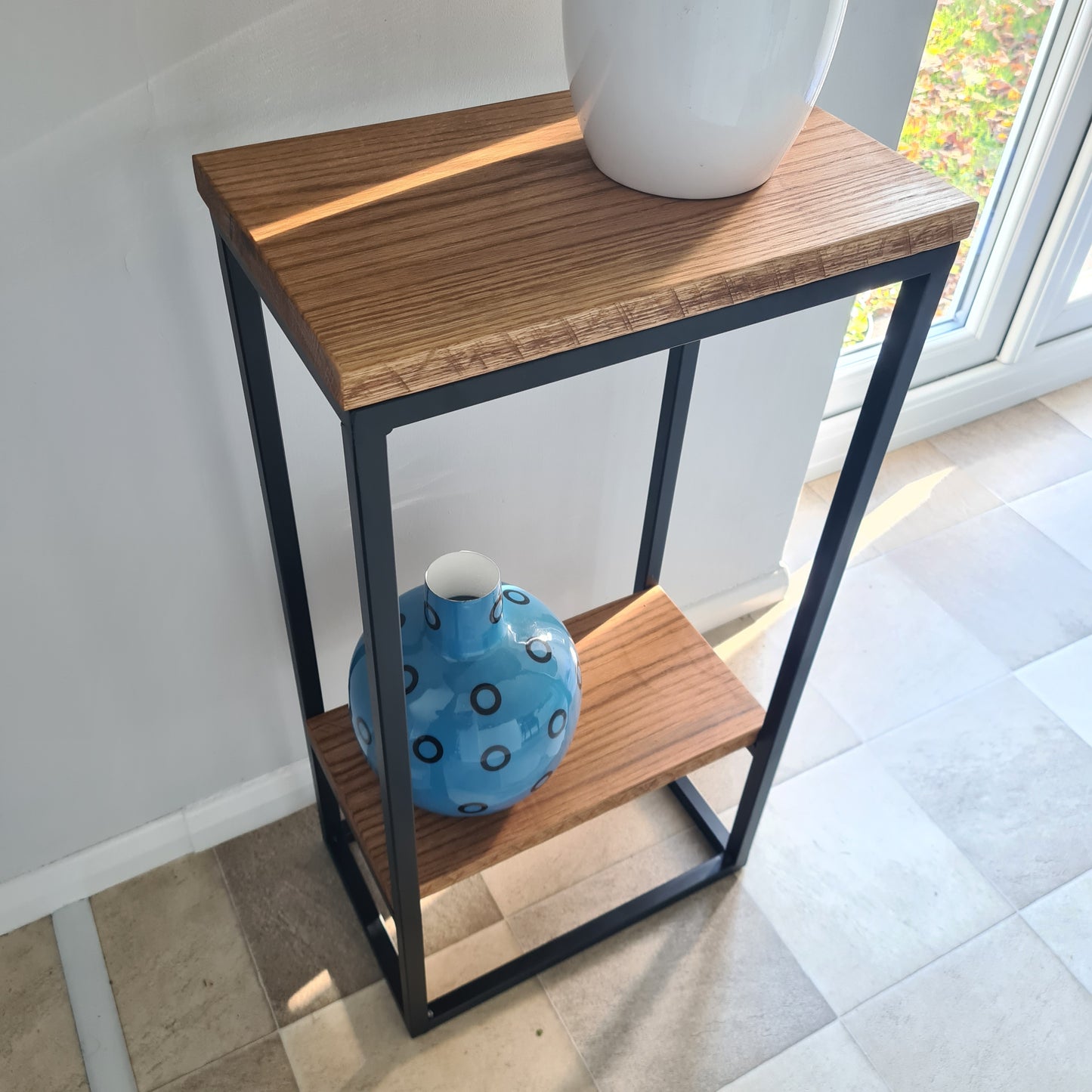 Oak and Steel Side Table | Industrial Home Furniture | Bespoke Hallway Side Board | For New Home Decor Interior Designer | Gifts for Home