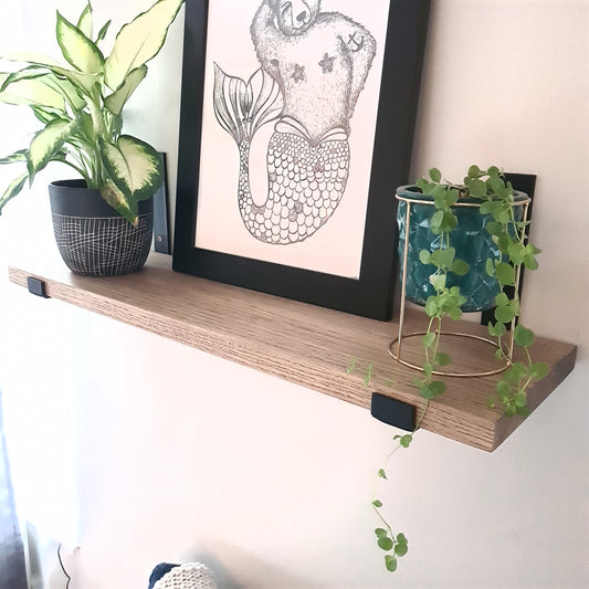 Oak and Steel Shelf and Brackets | Industrial Style Home House Furniture | Bespoke Wooden Shelves | For Home Decor Interior Design